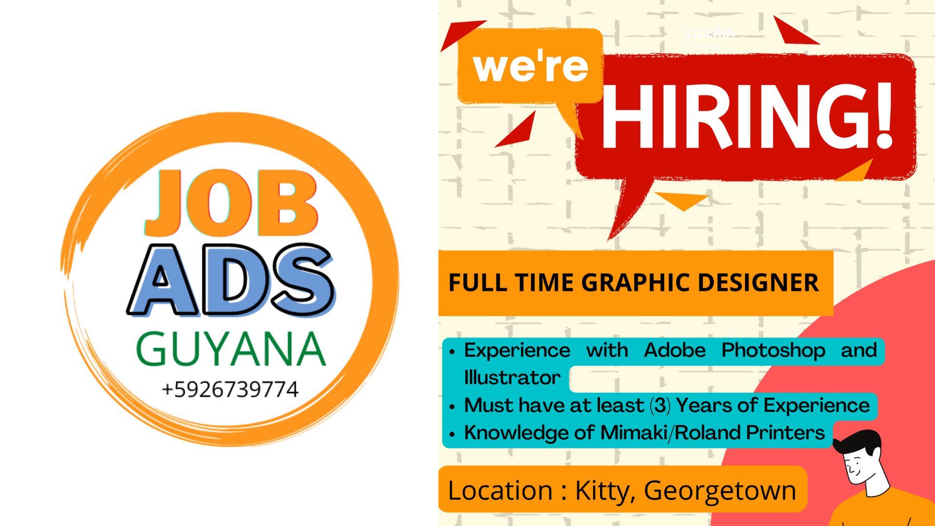 Vacancy in Guyana for Graphic Designer