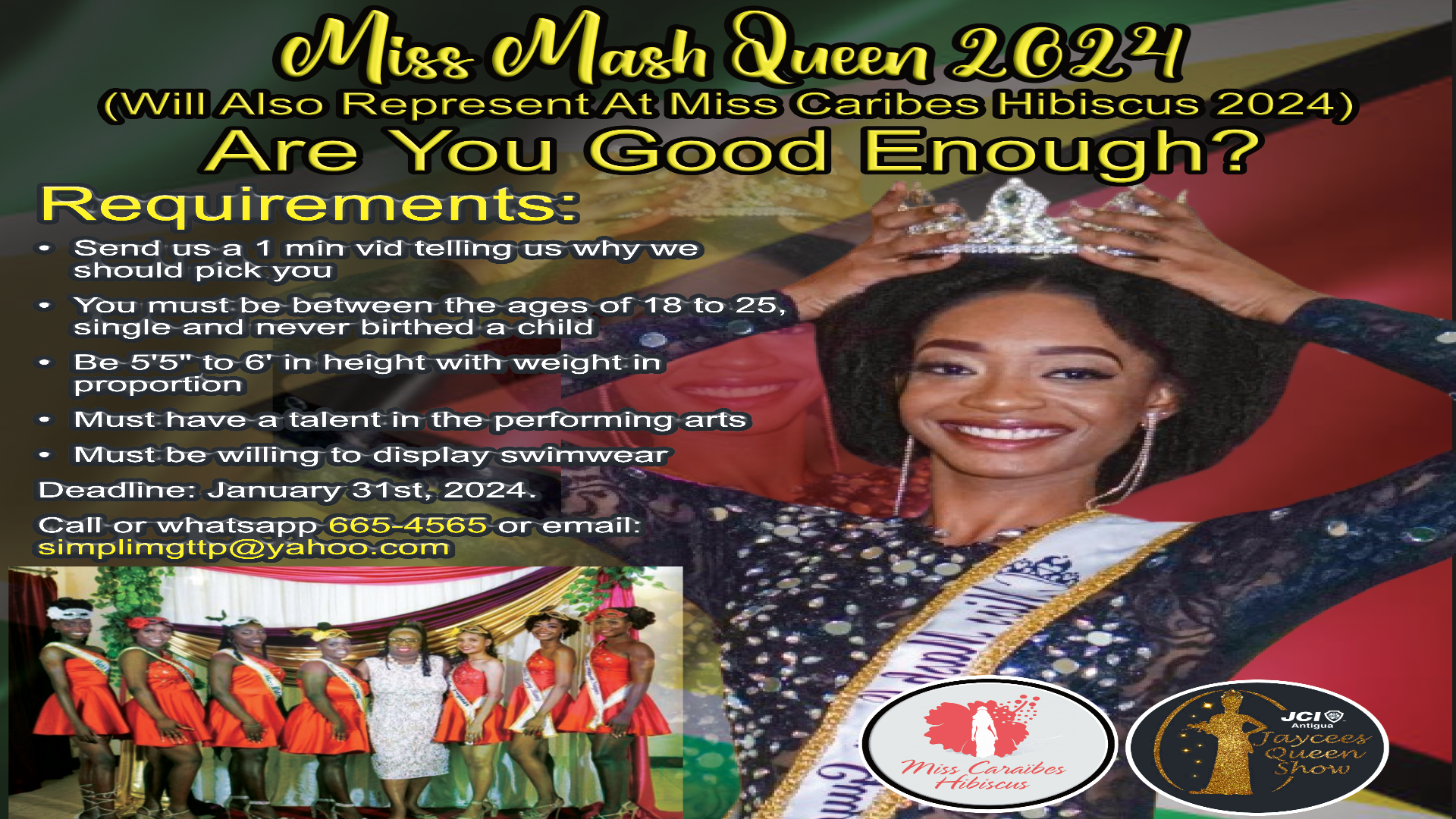 Miss Mash Queen 2024 Opportunity to Shine at Miss Caribes Hibiscus 2024