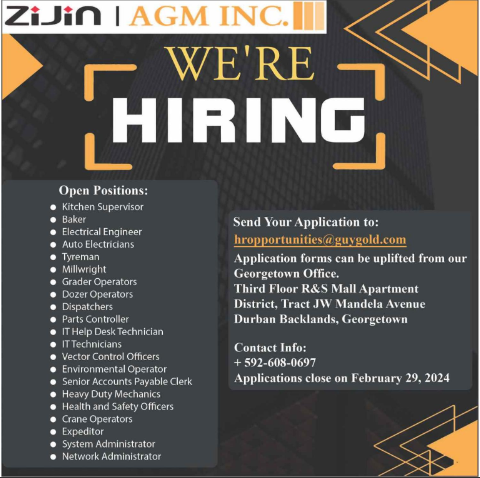 Job Opportunities at ZiJin AGM INC