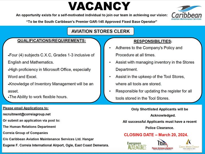 Opportunity Aviation Stores Clerk