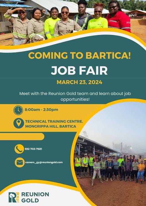 Reunion Gold Inc. to Host Job Fair in Bartica
