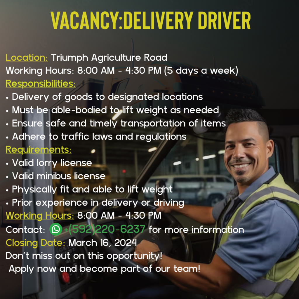 Vacancy For Delivery Driver