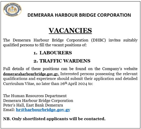 Join Our Team At Demerara Harbour Bridge Corporation