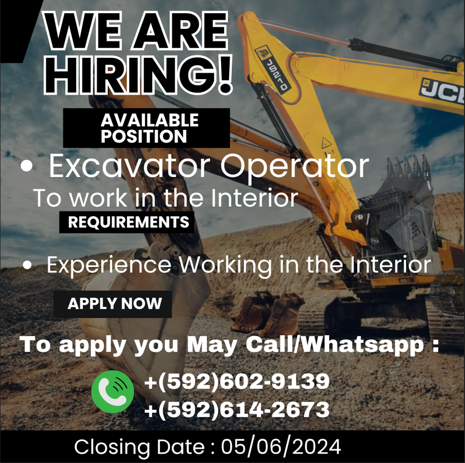 Excavator Operator to work in the interior